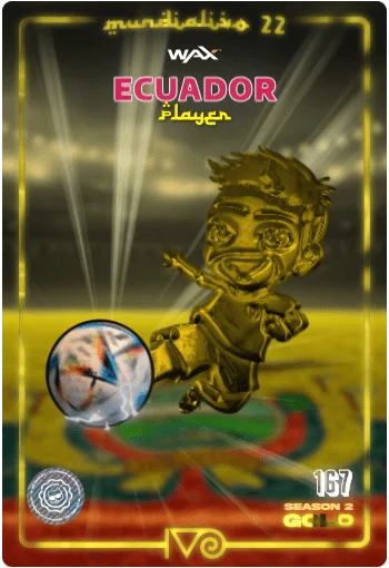 Carta Gold Ivo jugador de Ecuador del MundialIvo 2022 del Ivoverso